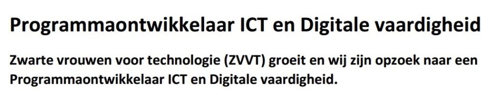 Vacature Programmaontwikkelaar ICT en Digitale vaardigheid1