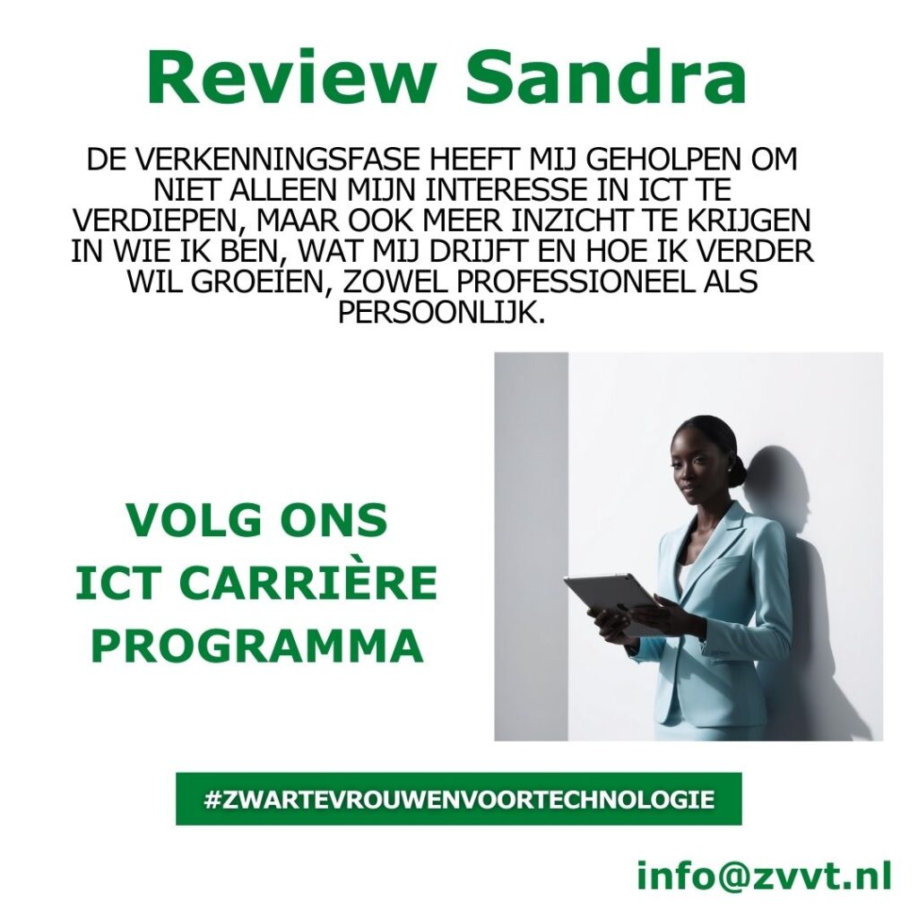 Review flyer of Sandra for ZVVT ICT career program promo