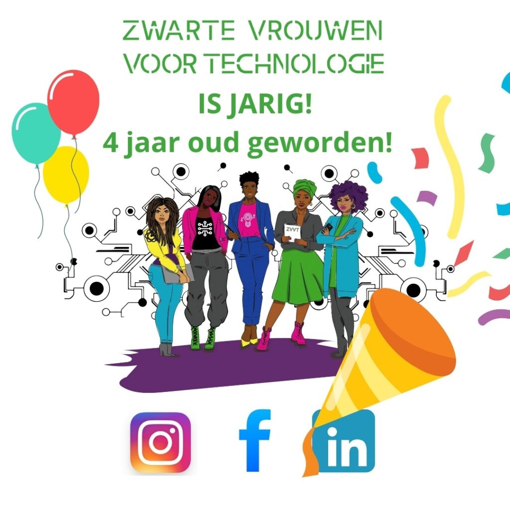 Zwarte vrouwen voor Technologie 4 year anniversary flyer